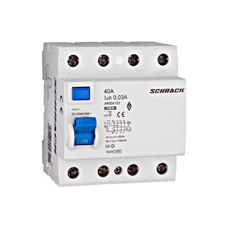 Hibaáram kapcsoló AMPARO 10kA 40A, 4 pólusú, 30mA, AC