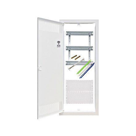 Kombinált média elosztó keret+betét, 5 sor 3x DIN, függőleges