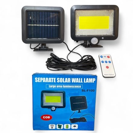 LED napelemes lámpa távirányítóval, állítható napelem