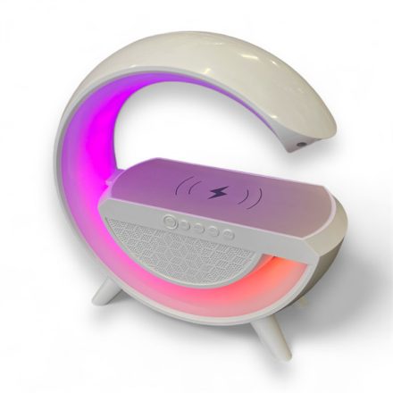 Hordozható LED RGB WAVE® lámpa, vezeték nélküli töltéssel és Bluetooth hangszóróval, 6 fényfunkcióval és beépített akkumulátorral